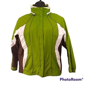Columbia Sportswear Green,  White, and Brown Interchangeable   Jacket Sz Lg